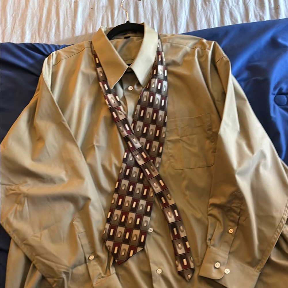 Croft & Barrow Tan Dress Shirt Lightweight Cotton Blend